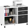 image:imageYITAHOME Wood File Cabinet 3 Drawer Mobile Lateral Filing Cabinet Storage Cabinet Printer Stand with 2 Open Shelves for Home Office Organization White 350156256LWH Wheels Included