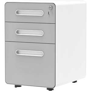 image:imageYITAHOME 3Drawer Rolling File Cabinet Metal Mobile File Cabinet with Lock Filing Cabinet Under Desk fits LegalA4 Size for HomeOffice Fully AssembledGray and WhiteGrey and White