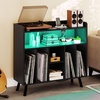 image:imageYITAHOME Record Player Stand with Power Outlets and LED Lights Holds Up to 130 Albums Record Player Table with Storage Vinyl Record Storage with Solid Legs for Living Room Bedroom Black