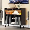 image:imageYITAHOME Record Player Stand with Power Outlets and LED Lights Holds Up to 130 Albums Record Player Table with Storage Vinyl Record Storage with Solid Legs for Living Room Bedroom Black