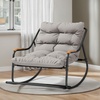 image:imageYITAHOME Oversized Rocking Chair Rattan Patio Rocking Chair w59 Thick Cushion amp Wicker Basket AllWeather Saucer Chair for Lawn Garden Backyard BeigeBlack