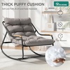 image:imageYITAHOME Oversized Rocking Chair Rattan Patio Rocking Chair w59 Thick Cushion amp Wicker Basket AllWeather Saucer Chair for Lawn Garden Backyard BeigeBlack