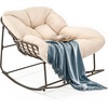 image:imageYITAHOME Oversized Rocking Chair Rattan Patio Rocking Chair w59 Thick Cushion amp Wicker Basket AllWeather Saucer Chair for Lawn Garden Backyard BeigeBrownbeige