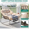 image:imageYITAHOME Oversized Rocking Chair Rattan Patio Rocking Chair w59 Thick Cushion amp Wicker Basket AllWeather Saucer Chair for Lawn Garden Backyard BeigeBrownbeige