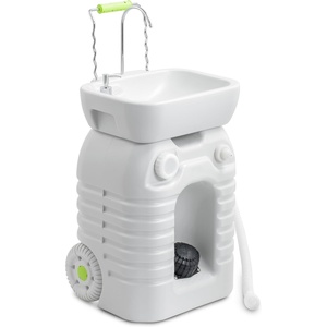 image:imageYITAHOME Portable Camping Sink Handwashing Station with Adjustable Wash Basin Soap Dispenser Metal Handle Large Wheels for Outdoor Travel Boat Gather Garden Worksite White119Gal