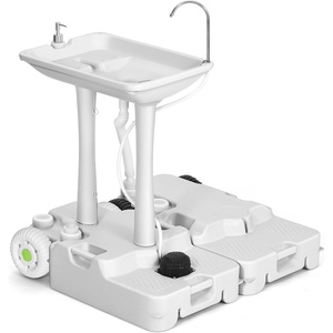image:imageYITAHOME Portable Camping Sink Handwashing Station with Adjustable Wash Basin Soap Dispenser Metal Handle Large Wheels for Outdoor Travel Boat Gather Garden Worksite White79Gal