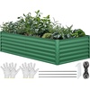 image:imageYITAHOME 96x48x24 in Galvanized Raised Garden Bed Kit Large Metal Planter Box with Gloves Safety Rubber amp Support Rod Outdoor Flower Bed for Plants Vegetables Green