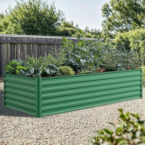 image:imageYITAHOME 96x48x24 in Galvanized Raised Garden Bed Kit Large Metal Planter Box with Gloves Safety Rubber amp Support Rod Outdoor Flower Bed for Plants Vegetables Green