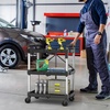 image:imageYITAHOME 3Tier Large Folding Utility Cart wWheels2 Brakes 300lbs  Foldable Service Cart Collapsible Rolling Cart w 360 Swivel Wheels Portable Cart wTool Side Mount Strap for Garage Office240 LBS with 2303 L x 1535 W x 326H