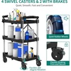 image:imageYITAHOME 3Tier Large Folding Utility Cart wWheels2 Brakes 300lbs  Foldable Service Cart Collapsible Rolling Cart w 360 Swivel Wheels Portable Cart wTool Side Mount Strap for Garage Office350 LBS with 23L x 1535W x 3425H