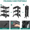 image:imageYITAHOME 3Tier Large Folding Utility Cart wWheels2 Brakes 300lbs  Foldable Service Cart Collapsible Rolling Cart w 360 Swivel Wheels Portable Cart wTool Side Mount Strap for Garage Office240 LBS with 2303 L x 1535 W x 326H