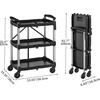 image:imageYITAHOME 3Tier Large Folding Utility Cart wWheels2 Brakes 300lbs  Foldable Service Cart Collapsible Rolling Cart w 360 Swivel Wheels Portable Cart wTool Side Mount Strap for Garage Office240 LBS with 2303 L x 1535 W x 326H