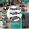 image:imageYITAHOME 3Tier Large Folding Utility Cart wWheels2 Brakes 300lbs  Foldable Service Cart Collapsible Rolling Cart w 360 Swivel Wheels Portable Cart wTool Side Mount Strap for Garage Office300 LBS with 311L x 192W x 413H