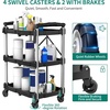 image:imageYITAHOME 3Tier Large Folding Utility Cart wWheels2 Brakes 300lbs  Foldable Service Cart Collapsible Rolling Cart w 360 Swivel Wheels Portable Cart wTool Side Mount Strap for Garage Office240 LBS with 2303 L x 1535 W x 326H