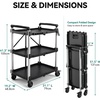 image:imageYITAHOME 3Tier Large Folding Utility Cart wWheels2 Brakes 300lbs  Foldable Service Cart Collapsible Rolling Cart w 360 Swivel Wheels Portable Cart wTool Side Mount Strap for Garage Office300 LBS with 311L x 192W x 413H
