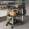 image:imageYITAHOME 3Tier Large Folding Utility Cart wWheels2 Brakes 300lbs  Foldable Service Cart Collapsible Rolling Cart w 360 Swivel Wheels Portable Cart wTool Side Mount Strap for Garage Office240 LBS with 2303 L x 1535 W x 326H