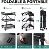 image:imageYITAHOME 3Tier Large Folding Utility Cart wWheels2 Brakes 300lbs  Foldable Service Cart Collapsible Rolling Cart w 360 Swivel Wheels Portable Cart wTool Side Mount Strap for Garage Office300 LBS with 311L x 192W x 413H