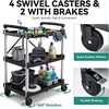 image:imageYITAHOME 3Tier Large Folding Utility Cart wWheels2 Brakes 300lbs  Foldable Service Cart Collapsible Rolling Cart w 360 Swivel Wheels Portable Cart wTool Side Mount Strap for Garage Office300 LBS with 311L x 192W x 413H
