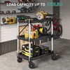 image:imageYITAHOME 3Tier Large Folding Utility Cart wWheels2 Brakes 300lbs  Foldable Service Cart Collapsible Rolling Cart w 360 Swivel Wheels Portable Cart wTool Side Mount Strap for Garage Office350 LBS with 23L x 1535W x 3425H