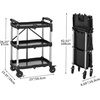 image:imageYITAHOME 3Tier Large Folding Utility Cart wWheels2 Brakes 300lbs  Foldable Service Cart Collapsible Rolling Cart w 360 Swivel Wheels Portable Cart wTool Side Mount Strap for Garage Office350 LBS with 23L x 1535W x 3425H