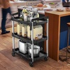 image:imageYITAHOME 3Tier Large Folding Utility Cart wWheels2 Brakes 300lbs  Foldable Service Cart Collapsible Rolling Cart w 360 Swivel Wheels Portable Cart wTool Side Mount Strap for Garage Office240 LBS with 2303 L x 1535 W x 326H