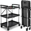 image:imageYITAHOME 3Tier Large Folding Utility Cart wWheels2 Brakes 300lbs  Foldable Service Cart Collapsible Rolling Cart w 360 Swivel Wheels Portable Cart wTool Side Mount Strap for Garage Office300 LBS with 311L x 192W x 413H