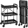 image:imageYITAHOME 3Tier Large Folding Utility Cart wWheels2 Brakes 300lbs  Foldable Service Cart Collapsible Rolling Cart w 360 Swivel Wheels Portable Cart wTool Side Mount Strap for Garage Office240 LBS with 2303 L x 1535 W x 326H