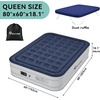 image:imageYITAHOME Queen Size Air Mattress with Pump and Banded Headboard 18in Luxury Flocked Top Blow up Mattress Durable Inflatable Mattress for Home amp Guests Brown AirBedBlue
