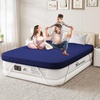 image:imageYITAHOME Queen Size Air Mattress with Pump and Banded Headboard 18in Luxury Flocked Top Blow up Mattress Durable Inflatable Mattress for Home amp Guests Brown AirBedBlue