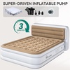 image:imageYITAHOME Queen Size Air Mattress with Pump and Banded Headboard 18in Luxury Flocked Top Blow up Mattress Durable Inflatable Mattress for Home amp Guests Brown AirBedWhite  Brown
