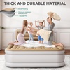 image:imageYITAHOME Queen Size Air Mattress with Pump and Banded Headboard 18in Luxury Flocked Top Blow up Mattress Durable Inflatable Mattress for Home amp Guests Brown AirBedWhite  Brown