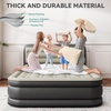image:imageYITAHOME Queen Size Air Mattress with Pump and Banded Headboard 18in Luxury Flocked Top Blow up Mattress Durable Inflatable Mattress for Home amp Guests Brown AirBedBlack  Gray