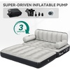 image:imageYITAHOME Queen Size Air Sofa Bed Mattress with Headboard and Pump Brown  Blow Up Couch Inflatable Bed with Armrest Cup Holders amp Storage Pouch for Home Camping Guests 79 x 60 x 25
