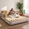 image:imageYITAHOME Queen Size Air Sofa Bed wWave Pattern Headboard amp Pump  Brown  2in1 Convertible Bed amp Couch Armrest Cup Holders amp Storage Pouch 79x60 Air Mattress for Home Camping Guests