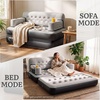 image:imageYITAHOME Queen Size Air Sofa Bed wWave Pattern Headboard amp Pump  Gray  2in1 Convertible Bed amp Couch Armrest Cup Holders amp Storage Pouch 79x60 Air Mattress for Home Camping Guests