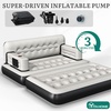 image:imageYITAHOME Queen Size Air Sofa Bed wWave Pattern Headboard amp Pump  Gray  2in1 Convertible Bed amp Couch Armrest Cup Holders amp Storage Pouch 79x60 Air Mattress for Home Camping Guests