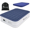 image:imageYITAHOME Queen Size Air Mattress with Pump and Banded Headboard 18in Luxury Flocked Top Blow up Mattress Durable Inflatable Mattress for Home amp Guests Brown AirBedBlue