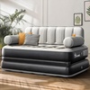 image:imageYITAHOME Queen Size Air Sofa Bed Mattress with Headboard and Pump Brown  Blow Up Couch Inflatable Bed with Armrest Cup Holders amp Storage Pouch for Home Camping Guests 79 x 60 x 25