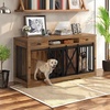 image:imageYITAHOME 60 Dog Crate Furniture with Removable Divider amp Storage Drawers  Double Door Kennel with Locks for Medium and Large Dogs Multifunctional Dog Crate End Table Light BeigeBrown