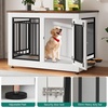 image:imageYITAHOME 60 Dog Crate Furniture with Removable Divider amp Storage Drawers  Double Door Kennel with Locks for Medium and Large Dogs Multifunctional Dog Crate End Table Light BeigeWhite