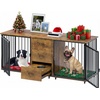 image:imageYITAHOME 60 Dog Crate Furniture with Removable Divider amp Storage Drawers  Double Door Kennel with Locks for Medium and Large Dogs Multifunctional Dog Crate End Table Light BeigeBrown