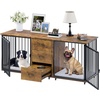 image:imageYITAHOME 60 Dog Crate Furniture with Removable Divider amp Storage Drawers  Double Door Kennel with Locks for Medium and Large Dogs Multifunctional Dog Crate End Table Light BeigeBrown