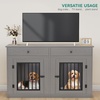 image:imageYITAHOME 60 Dog Crate Furniture with Removable Divider amp Storage Drawers  Double Door Kennel with Locks for Medium and Large Dogs Multifunctional Dog Crate End Table Light BeigeGrey