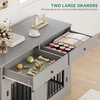 image:imageYITAHOME 60 Dog Crate Furniture with Removable Divider amp Storage Drawers  Double Door Kennel with Locks for Medium and Large Dogs Multifunctional Dog Crate End Table Light BeigeGrey