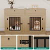 image:imageYITAHOME 60 Dog Crate Furniture with Removable Divider amp Storage Drawers  Double Door Kennel with Locks for Medium and Large Dogs Multifunctional Dog Crate End Table Light BeigeLight Beige