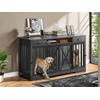 image:imageYITAHOME 60 Dog Crate Furniture with Removable Divider amp Storage Drawers  Double Door Kennel with Locks for Medium and Large Dogs Multifunctional Dog Crate End Table Light BeigeDark Grey