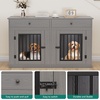 image:imageYITAHOME 60 Dog Crate Furniture with Removable Divider amp Storage Drawers  Double Door Kennel with Locks for Medium and Large Dogs Multifunctional Dog Crate End Table Light BeigeGrey