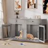 image:imageYITAHOME 60 Dog Crate Furniture with Removable Divider amp Storage Drawers  Double Door Kennel with Locks for Medium and Large Dogs Multifunctional Dog Crate End Table Light BeigeGrey