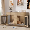 image:imageYITAHOME 60 Dog Crate Furniture with Removable Divider amp Storage Drawers  Double Door Kennel with Locks for Medium and Large Dogs Multifunctional Dog Crate End Table Light BeigeLight Beige