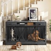 image:imageYITAHOME 60 Dog Crate Furniture with Removable Divider amp Storage Drawers  Double Door Kennel with Locks for Medium and Large Dogs Multifunctional Dog Crate End Table Light BeigeDark Grey